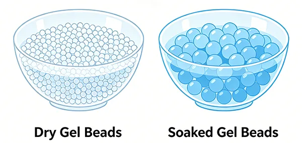 Dry vs Soaked Gel Blaster Beads Size Comparison